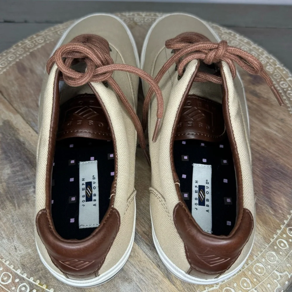 Joseph Abboud Ja‎ Parkers Men’s Lace Up Canvas Sneakers Tan Size 9 US 42 EUR